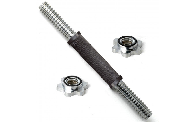 Гриф хром. 350 мм 30 мм замок кольцевая гайка, ручка с резин. покрытием Гриф хром. 350 мм 30 мм замок кольцевая гайка, ручка с резин. покрытием